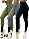 3 Pack Women's Quick Dry High Waist Tummy Control Yoga Pants Workout Leggings With Side Pockets