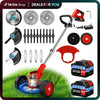 21V Electric Weed Eater With Wheels,Cordless Battery Weed Wacker With Charger, 2Batteries,3 In 1 Brush Cutter String Trimmer Grass Trimmer Lawn Mower,Edger For Garden And Yard Lawn,dealsforyoudays