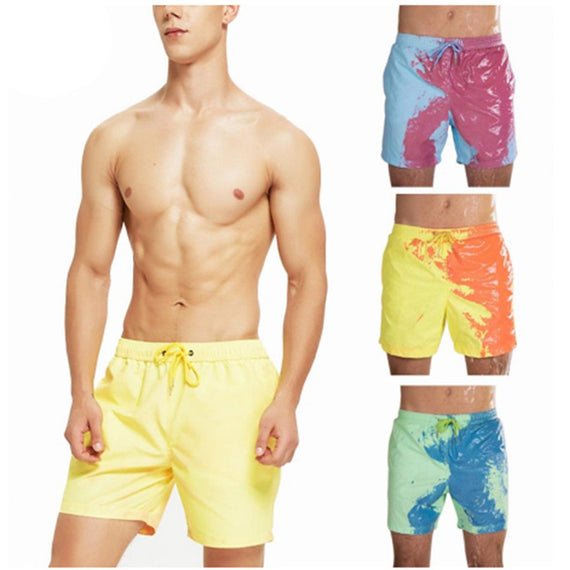 Magical Color-Changing Beach Shorts for Men | Quick-Dry Swim Trunks & Summer Swimwear