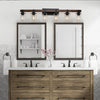 42 Rustic 6-Light Vanity Light, Industrial Bathroom Wall Sconce With Glass Shades And Wood Accent, Modern Farmhouse Lighting Fixture No Bulbs