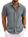 Men's Casual Loose Fit Linen T-Shirt | Solid Color Short Sleeve Summer Top