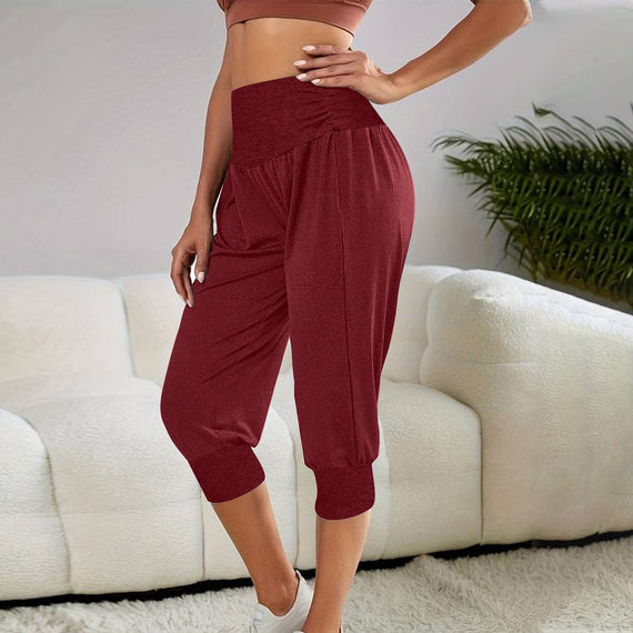 Women's Home Casual Pants High Waist Temperament Ankle-tied Harem Pants
