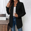 Women's Textured Notched Lapel Blazer Elegant Solid Color Jacket for Fall & Winter | Perfect for Formal and Casual Wear