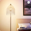 3-Light Elegant Crystal Floor Lamp  Vintage Waterfall Design With Cascading Crystal Beads And Marble Texture Base For Living Room, Bedroom, Or Office Decor  Bulb Not Included