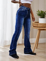 2025 Slim Fit Elastic Washed Blue Casual Style Zipper Buckle Jeans, Women's Denim Jeans