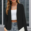 Plus Size Women's Collarless Blazer Jacket – Long Sleeve, Solid Color, Stylish & Minimalist Outerwear for Spring & Fall