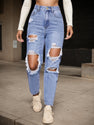 2025 Women's New Jeans, High Waist Piercing, Straight Fit, Casual Street Style, Fashionable And Versatile, Women's Wear