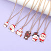 Christmas Necklace Cute Cartoon Santa Claus Snowman Elk Pendant Necklace Xmas New Year Festival Ear Jewelry Gifts