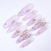 Gender Neutral Press On Nails Pink - Purple Gradient With Butterfly Art & Metal Embellishments In Stiletto Shape
