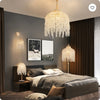 19  Elegant Crystal Table Lamp   Vintage Waterfall Design With Teardrop Grape Crystal Bead String Shades And Marble Textured Base For Living Room, Bedroom, Or Office  Bulb Not Included