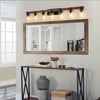 50” Rustic 7-Light Vanity Fixture | Industrial Bathroom Wall Sconce with Glass Shades & Wooden Accent | Modern Farmhouse Lighting (Bulb-Free)