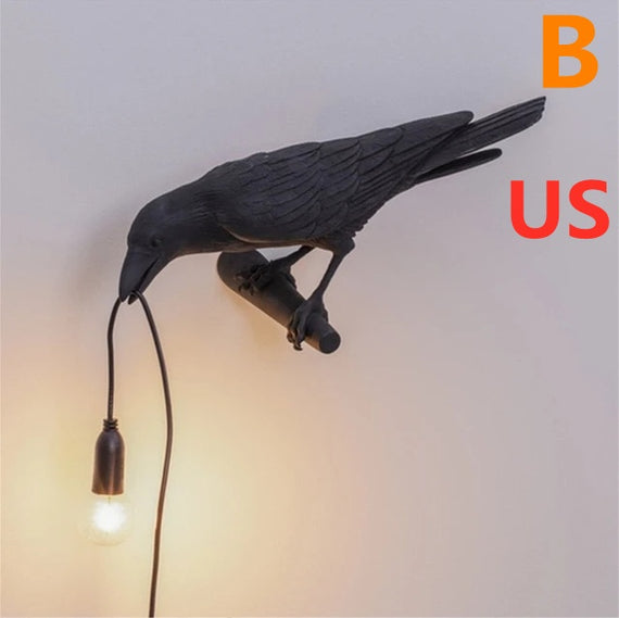 Artistic Resin Wall Lamp with Auspicious Bird Design