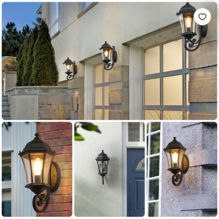 Vintage Wall-Mounted Outdoor Lantern | Classic Black Metal Sconce for Porch, Patio & Garden Ambience | Bulb Not Included