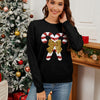 Christmas Crutches Bow Sequined Women's Sweater