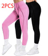 2 Pack Women's Quick Dry High Waist Tummy Control Yoga Pants Workout Leggings With Side Pockets
