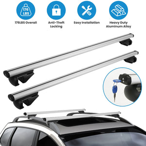 1 Pair Car Roof Rack Cross Bars Aluminum Cargo Carrier Rooftop Crossbars Luggage Roof Rack Bar With 176lbs Max Load Fits Most Vehicles With Existing Raised Side Rails With Gap