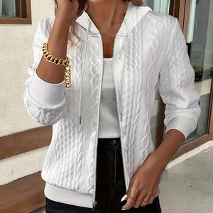 Women's Solid Knit Zip-Up Hoodie – Cozy & Chic Fall/Winter Outerwear