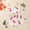 Christmas European And American Thin Pajamas Women's Sleeveless Shorts Milk Silk Simple Casual Two-piece Suit Homewear