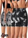 4 PACK Women Workout Shorts Tie Dye Womens Gym Scrunch Butt Lifting Workout Shorts