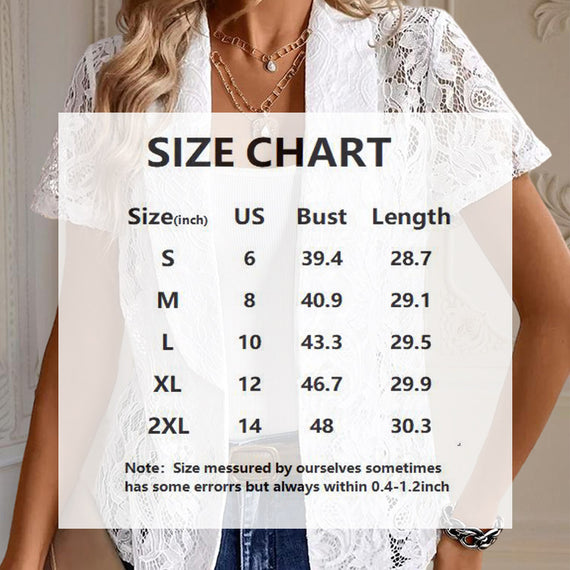 Elegant Women's Lace Cardigan – Slim-Fit Lightweight Floral Blouse for Spring & Summer