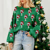Brocade Cute Puff Sleeve Christmas Sweater