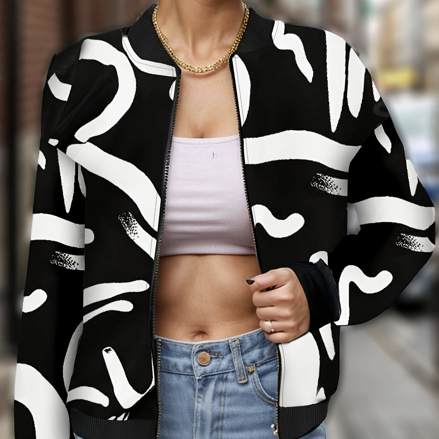 Ladies' Fashionable And Elegant Temperament, Versatile Drawing And Printing Fashion Jacket Jacket Jacket