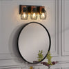 Industrial Vintage 3-Light Wall Sconce | Black Cage Design with Rustic Wooden Accents | Perfect Wall Lighting for Bathroom, Hallway & Living Room | Bulbs Not Included