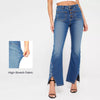 Women's High-Waist Star Patch Jeans, Wide-Leg Full-Length Jeans With A Retro Y2K Star, Light-Wash Denim For All Seasons.