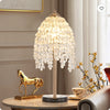 19  Elegant Crystal Table Lamp   Vintage Waterfall Design With Teardrop Grape Crystal Bead String Shades And Marble Textured Base For Living Room, Bedroom, Or Office  Bulb Not Included