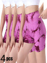 4 PACK Women Workout Shorts Tie Dye Womens Gym Scrunch Butt Lifting Workout Shorts