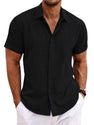 Men's Casual Loose Fit Linen T-Shirt | Solid Color Short Sleeve Summer Top