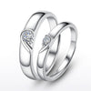 Silver heart diamond ring couple love wedding ring engagement diamond ring men and women marriage wedding heart