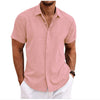 Men's Casual Loose Fit Linen T-Shirt | Solid Color Short Sleeve Summer Top