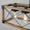 32” Walnut Industrial Farmhouse Pendant Chandelier, 5-Light with Lampshades – Perfect for Dining Rooms, Kitchen Islands, and Café Ambiance (Bulbs Not Included)
