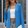Plus Size Women's Collarless Blazer Jacket – Long Sleeve, Solid Color, Stylish & Minimalist Outerwear for Spring & Fall