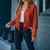 Women's Faux Suede Tassel Fringe Jacket | Open-Front Notched Collar Cropped Moto Style