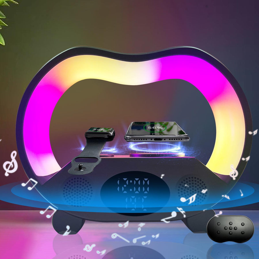 6-in-1 Smart Night Companion – Wireless 15W Charger, Bluetooth Speaker & Ambient Mood Light | Ultimate Gift for Bedroom & Home