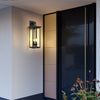 22” Outdoor Wall Lantern, Matte Black | Dusk-to-Dawn Sensor, Weather-Resistant, Clear Glass Panels, 2-Light Design (Bulbs Not Included) – Perfect for Porch, Patio & Garage