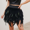 Women's Unique Faux Feather Asymmetrical Mini Skirt - Gothic Party Dance Skirt For Summer Events
