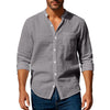 Men's Casual Long Sleeve Stand Collar Shirt with Pockets