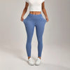 High Waist Slimming Hip Raise Tight Double Pocket Sports Casual Ankle Banded Pants
