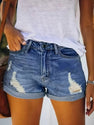 Womens Mid-High Rise Ripped Jean Shorts Distressed Stretchy Denim Shorts
