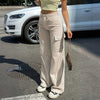 Women's Solid Color Wide Leg Pants With 4 Pockets - Button & Zip Front Casual Trousers For Spring&Fall