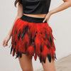 Women's Unique Faux Feather Asymmetrical Mini Skirt - Gothic Party Dance Skirt For Summer Events