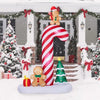 8.2FT Lighted Christmas Inflatable Decoration, Inflatable Giant Candy Cane With Gingerbread Men, Funny Blow Up Yard Decorations With Built-in LED Lights For Holiday Party Front Yard Lawn Garden Decor
