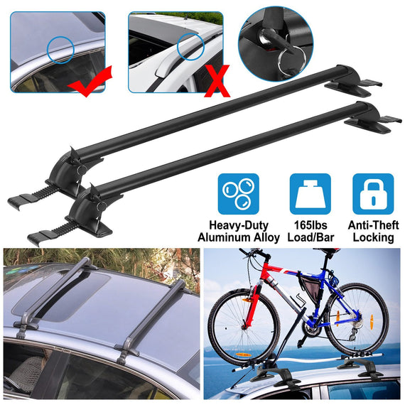 2PCS Universal 110cm 43-inch Car Roof Rack Cross Bar With Anti-Theft Lock Adjustable Window Frame For Bike Kayak Cargo Luggage