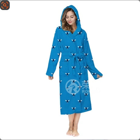 Plush Oversized Winter Flannel Bathrobe for Women with Hood