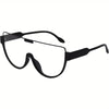 2D Flat - Stylish Large Size Flat Top Trendy Glasses, Unisex - Black Frame, Oversized One-Piece Lenses-Selling On Temu Is Prohibited