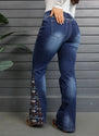 Women's High-Waist Heavily Ripped Jeans Wide-Leg Full-Length With Destroyed Streetwear Finish Light-Wash Denim For All Seasons