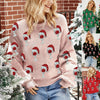 Brocade Cute Puff Sleeve Christmas Sweater